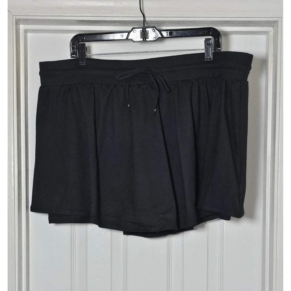 Fabletic Athletic Skort‎ Skirt Size 2X Black Inside Short Pockets